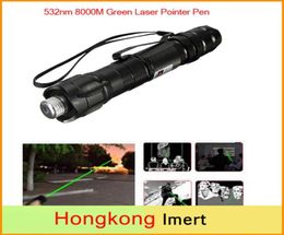 Promotion Brand New Aerometal Green Laser Pointer Pen Beam 532nm 8000M Super Range Light Star Cap High Power Laser Pointers12115415204253