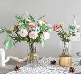 Artificial Silk Rose Flowers Real Touch Material Decorative Flower Rose Bouquet Home Party Decoration Fake Silk Single Stem Flower2593823