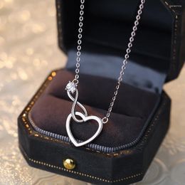 Pendants 925 Sterling Silver Love Heart Infinity Symbol Necklace Simple Zircon Clavicle Chain For Girls Birthday Gifts