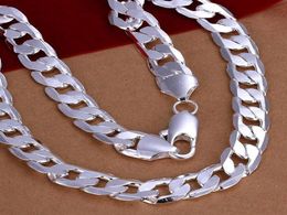10MM width fashion simple stainless steel plated 925 silver plated thick chain necklace for hain curb Jewellery figaro style necklac8749617