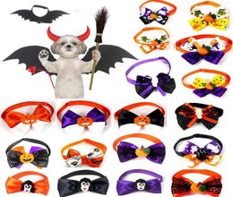 Halloween Pet Bow Tie Pets Dogs Cats Pumpkin Ghost Witch Collar Bowknot Tie Holiday Grooming Supplies1649935