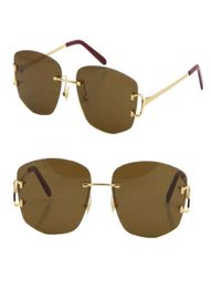 Whole Selling Protection Rimless Sunglasses Fashion Men Woman Large Square outdoors driving glasses metal 18K Gold eyeglasses 2377387