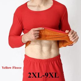 Men's Thermal Underwear FAISIENS Yellow Fleece Long Johns Male Large Sizes 5XL 6XL 7XL 8XL 9XL O Neck Mens Tops Bottoms