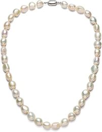 Baroque Pearl Necklace for Women 8-9mm 9-10mm AA Quality Freshwater Cultured Pearl Strand Necklace with Sterling Silver Clasp 240428