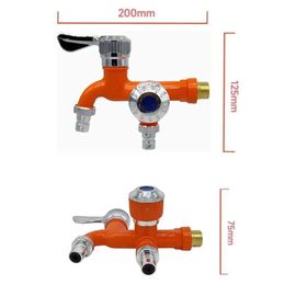 Bathroom Sink Faucets Universal Interface Faucet Double Outlet Dual Control Water Tap Home Bathroom Hose Irrigation Fitting Plastic Connector