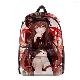 Backpack Harajuku Genshin Impact Hu Tao Pupil Bookbag Notebook Backpacks 3D Print Oxford Waterproof Boys/Girls Travel