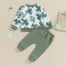 Clothing Sets Toddler Baby Boys St Patrick S Day Outfit Green Shamrock Print Long Sleeve Sweatshirts And Pants 2Pcs Irish Clothes Set