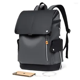 School Bags PU Leather Men's Laptop Backpack High Quality Large Computer For Business Waterproof Urban Man Travel Backpacks Bag USB Charging