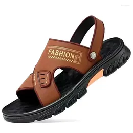 Sandals Genuine Leather Men's Summer Shoes Man Fashion Casual Comfortable Black Flip-flops Male Adult Sneakers Men Slippers