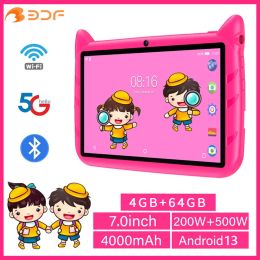 BDF 7 Inch Kid Tablet Android 13 4GB RAM 64GB ROM 1TB Expand 5G WiFi 4000MAH Battery Dual Camera Children's Gift Kids Software With packaging