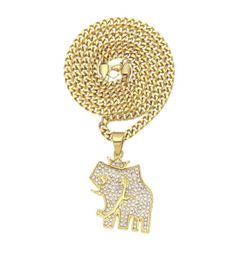 Men Fashion Hip Hop Necklace Stainless Steel Gold Plated CZ Elephant Pendant Necklace for Men Women Nice Gift NL60380947934560223