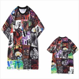 Designer Tees Colourful Women Tie Dye Shorts Sleeve Clothe Mens Designer t Shirts Shark Fake Zipper with Pattern Graphic O210