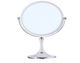 8inch Large European Fashion Dressing Cosmetic Makeup Magnifying Doublesided Table Mirror Elliptical Mirror White6495353