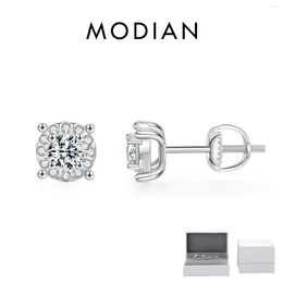 Stud Earrings MODIAN D Colour Moissanite Round Cut Lab Created Diamond 925 Sterling Silver Wedding Jewellery For Women