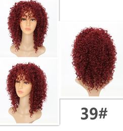 Kinky Curly Wigs for Black Women Synthetic Hair Colour 39 Long Red Black Afro Wig 16 Inches3822923