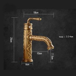 Bathroom Sink Faucets Basin Faucets Solid Brass Vintage Antique Bathroom Faucet Single Handle 360 Degree Swivel Spout Hot Cold Water Basin Mixer Tap