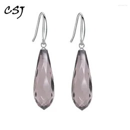 Dangle Earrings CSJ Elegant Natural Smoky Quartz Sterling 925 Silver Water Drop 8 23mm For Women Party Birthday Jewelry Gift