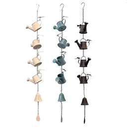 Garden Decorations Watering Can Bell Rustic Metal Rain Chains 107cm Decorative For Heavy