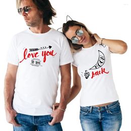 Women's T Shirts Love You To The Moon And Back Couple T-Shirt For Lovers 2024 Casual Matching Clothes Valentine's Top Tees