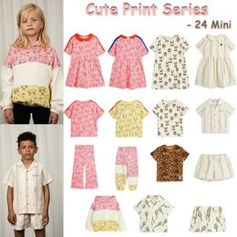 2024 Summer Mini Brand Baby Girl Panda Print Clothes Kids Tshirt Short Sleeve Cotton Fashion Toddler Boys Tops Casual Pants 240430
