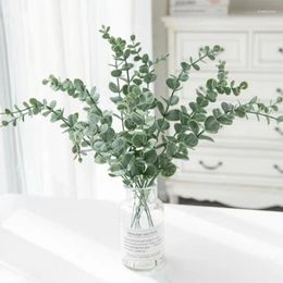Decorative Flowers 6/12Pcs Artificial Eucalyptus Leaves Green Fake Plant Branches For Wedding Decoration Wreath