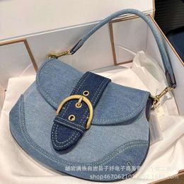 tote bags designers woman soho Shoulder Underarm Denim Flip Saddle Bag Denim Underarm Bag Fashionable Light Luxury Texture Lazy Womens Bag