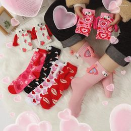 Women Socks Creative Magnetic Cotton Sock Sweet Couple Suction Holding Hands Unisex Mid Tube With Magnet Valentine'S Day Gifts