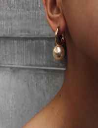 Designer Jewellery Fashion Big Round Pearl Drop Earrings High Quality Gold Dangle Earrings For Women Luxury Elegant Brand Bijoux SH12367337