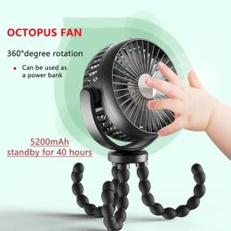 Octopus Mini Fan MultiFunction Folding Usb Desktop Outdoor Stroller Handheld for Easy Portability 240424