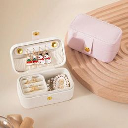 Jewellery Pouches Solid Colour PU Storage Box Earring Organiser Flip Cover Ring Necklace Case Portable Simple Travel