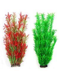 Aquarium Plants Artificial Water Aquatic Tall Plant Red Green Big for Fish Frog Tank Decorations Y2009229810580