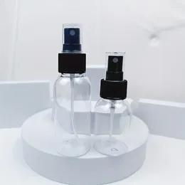 Storage Bottles 2pcs 80ml/50ml Black Cap Spray Bottle Cosmetics Sub Transparent Pet Refillable Liquid Container