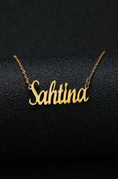 Gold Silver Colour Personalised Custom Name Pendant Necklace Customised Cursive Nameplate Necklace Women Handmade Birthday Gift3296913