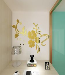 DIY Self Adhesive Flower Pattern 3D Acrylic Mirror Style Wall Stickers Removable Decal Art Wall Sticker Bedroom Home Decor6623259