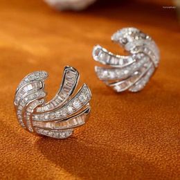 Stud Earrings Huitan Sparkling Cubic Zirconia Crystal For Women 2024 Fashion Versatile Lady's Ear Accessory Wedding Jewelry