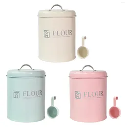 Storage Bottles Nordic Flour Storag Bucket 2.5kg With Spoon Lid Jars Airtight Containers For Wheat Sugar Nuts Home Kitchen