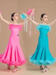 Stage Wear Fashion Ballroom Dance Competition Clothing For Girls Sling Tops Big Swing Skirts Suit Modern Performance Dress DN17985