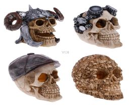 Resin Simulation Skull Shape Terrarium Reptile Hide Cave for Aquarium Fish Tank Decoration Ornaments Y2009221312012