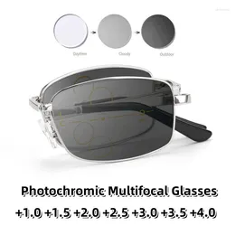 Sunglasses Intelligent Anti Blue Light Hyperopia Eyewear Pochromic Folding Presbyopic Glasses Progressive MultiFocus Reading Eyeglasses