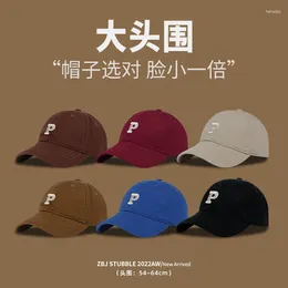 Ball Caps Korean Version P Baseball Cap Men's Letter Soft Top Duckbill Large Head Circumference Sun Shading And Sunscreen Women's