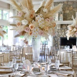 No flowers)Clear crystal Flower Stands For Wedding Decoration crystal Display Stands Set Flowers Pedestal floral Stands Wedding