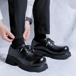 Casual Shoes Men's Wedding Party Dress Original Leather Black Stylish Big Toe Platform Shoe Brand Designer Sneakers Man Footwear