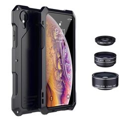 Phone Case Lens for iPhone XS Max Metal Frame Protective Case with 3 Separate External Camera Lens 120° Wideangle Fisheye Macro P4533048