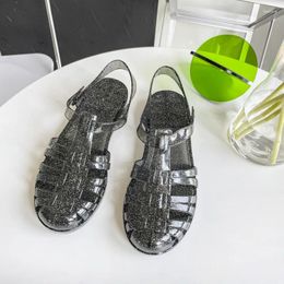Sandals 2024 Summer Casual Fashion Crystal Women Shoes Versatile Roman Retro Baotou Flat Ladies Boutique Simple