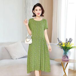 Casual Dresses Women Solid Dress Sexy O-Neck Elegant 2024 Summer Fashion Midi Length A Line Party