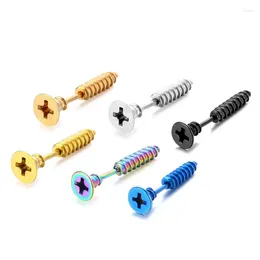 Stud Earrings Western Hip Hop Stainless Steel Trend Personality Screw Titanium Earring For Fashion Men Women Jewelry