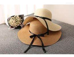 Wide Brim Hats Simple Summer Hat UV Protection Travel Collapsible Large Soft Women's Straw Sun Beach Women