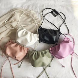 Evening Bags Fashion Ladies Shoulder Bag Pleated Messenger Women Solid Color Design Mini Zipper Cloud For Girls