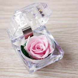Decorative Flowers Valentine's Day Ornaments 1 Imitation Roses Gifts Rose Acrylic Gift Box