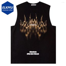 Men's Tank Tops Men Hip Hop Printed Vest Summer Black Loose T-shirts 2024 Male Harajuku Streetwear Oversized Y2K